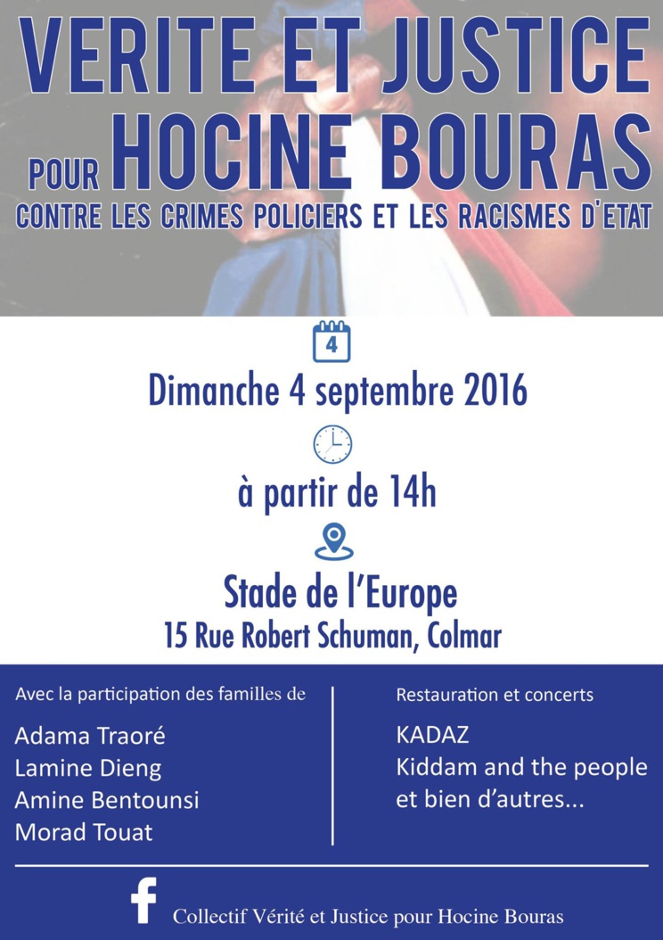 Vérité et justice pour Hocine Bouras : Rencontre publique le 04 septembre 2016 à Colmar