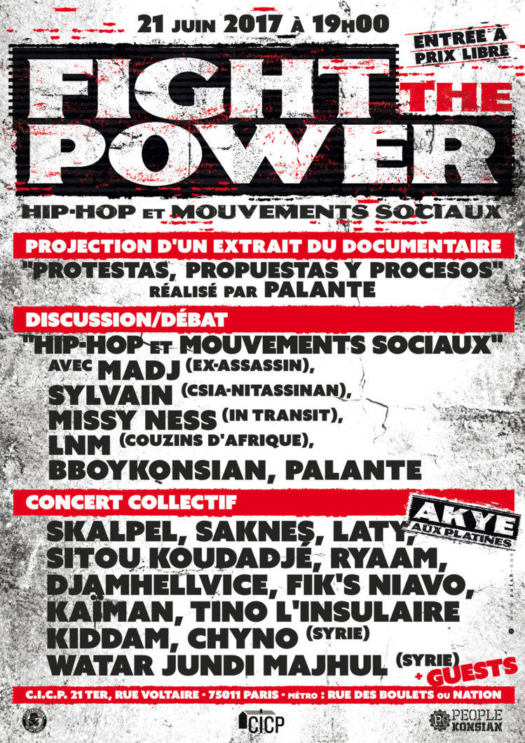 "Fight the power - Hip-Hop et mouvements sociaux" le 21 juin 2017 à Paris "Fight the power - Hip-Hop et mouvements sociaux" le 21 juin 2017 à Paris