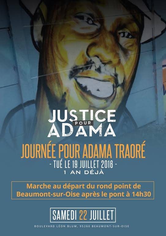 "Journée pour Adama Traoré - 1 an déjà" le 22 juillet 2017 à Beaumont-sur-Oise "Journée pour Adama Traoré - 1 an déjà" le 22 juillet 2017 à Beaumont-sur-Oise