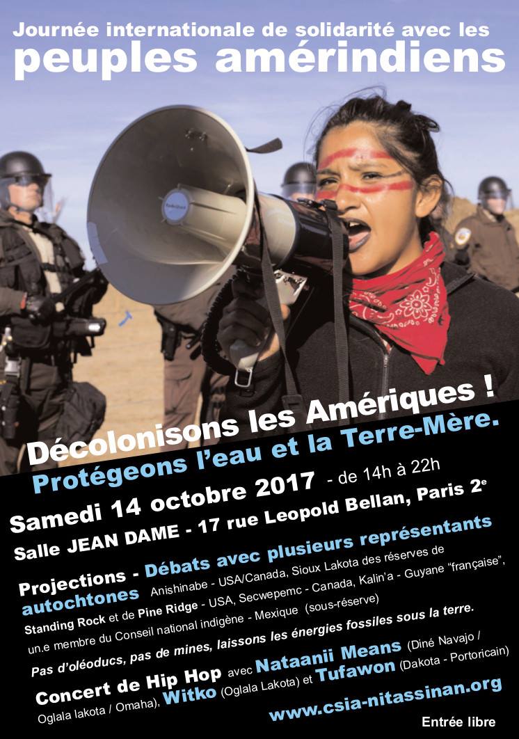 Tournée européenne "Decolonize America ! Water is Life Tour" en octobre et novembre 2017