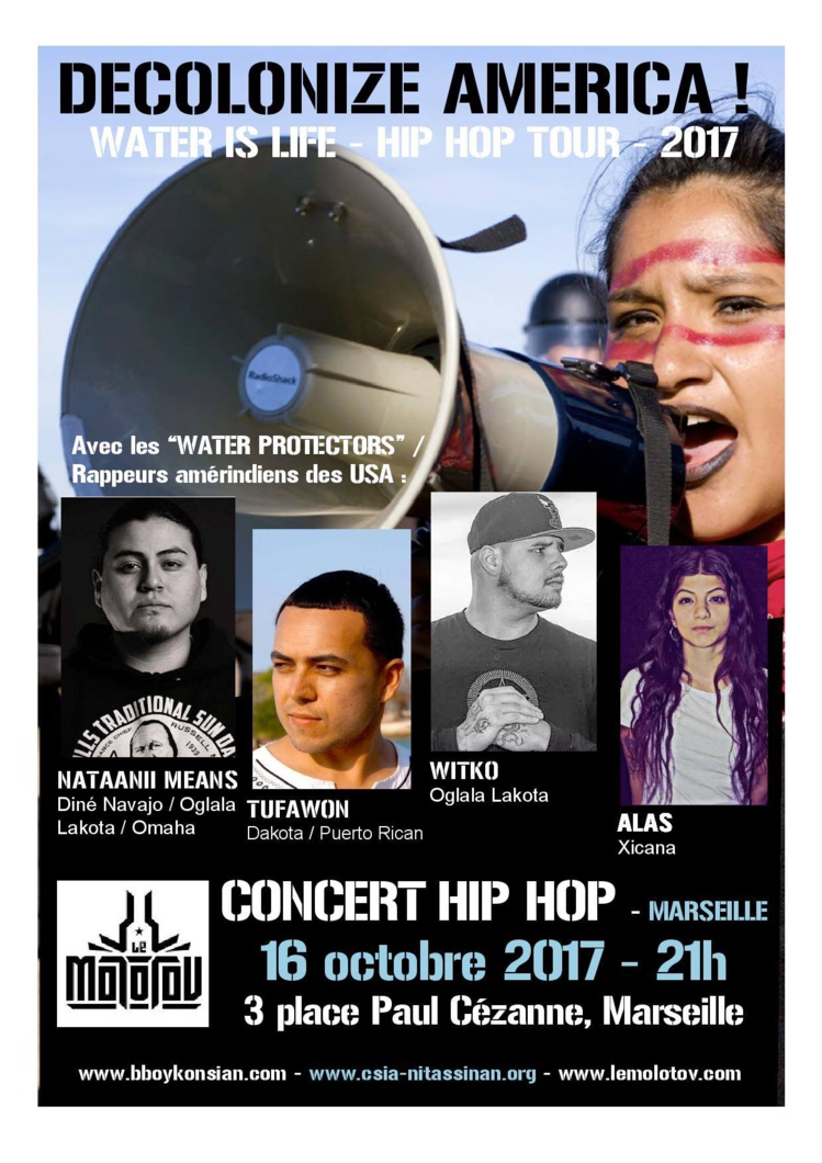 Tournée européenne "Decolonize America ! Water is Life Tour" en octobre et novembre 2017
