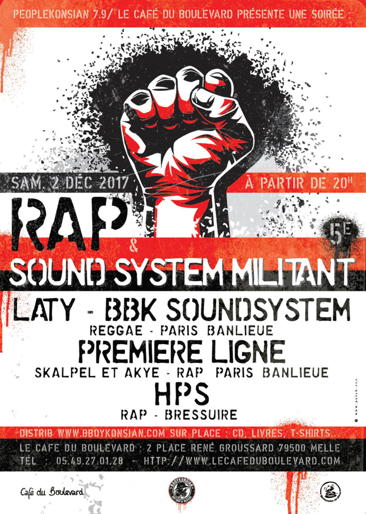 Soirée Rap & Sound System militant le 02 décembre 2017 à Melle (79)