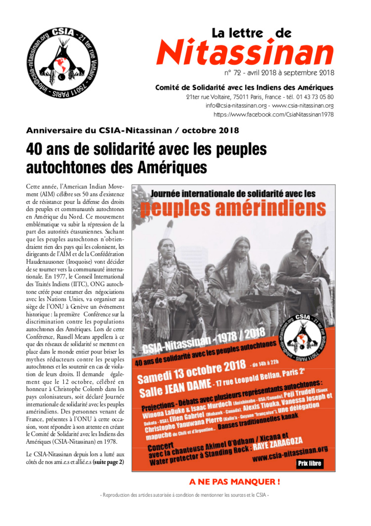 Le CSIA-Nitassinan va avoir 40 ans ! Le CSIA-Nitassinan va avoir 40 ans !