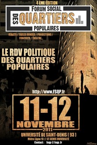 Programme du Forum Social des Quartiers Populaires à Saint-Denis les 11 et 12 novembre