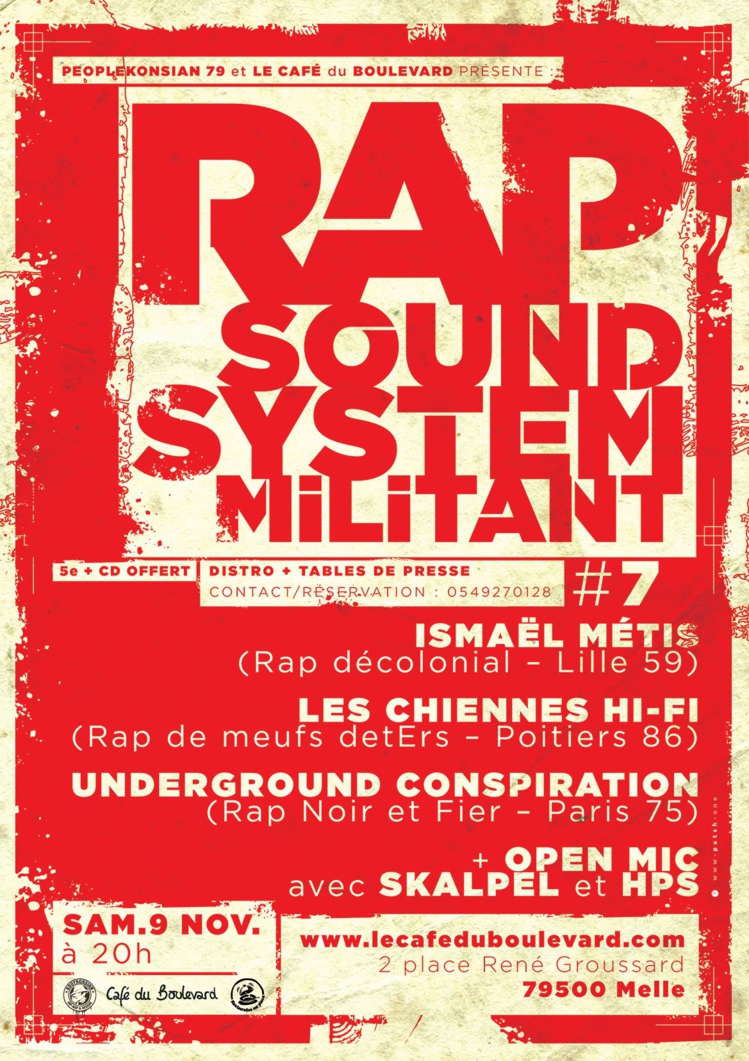 Soirée "Rap & Sound System militant #7" le 09 novembre 2019 à Melle (79) Soirée "Rap & Sound System militant #7" le 09 novembre 2019 à Melle (79)