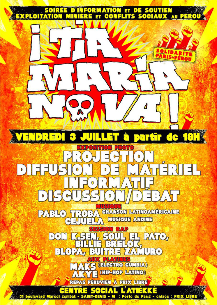 Soirée de solidarité 'Tia Maria no va' le 03 juillet à Saint-Denis Soirée de solidarité 'Tia Maria no va' le 03 juillet à Saint-Denis