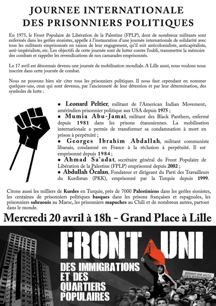 Semaine internationale de solidarité avec les prisonniers politiques du 9 au 17 avril 2016 Semaine internationale de solidarité avec les prisonniers politiques du 9 au 17 avril 2016