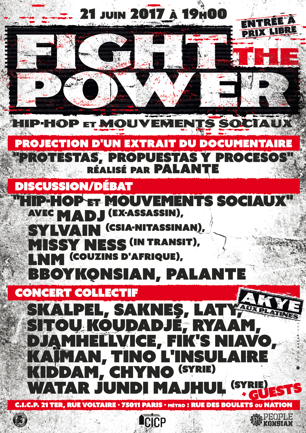 "Fight the power - Hip-Hop et mouvements sociaux" le 21 juin 2017 à Paris "Fight the power - Hip-Hop et mouvements sociaux" le 21 juin 2017 à Paris