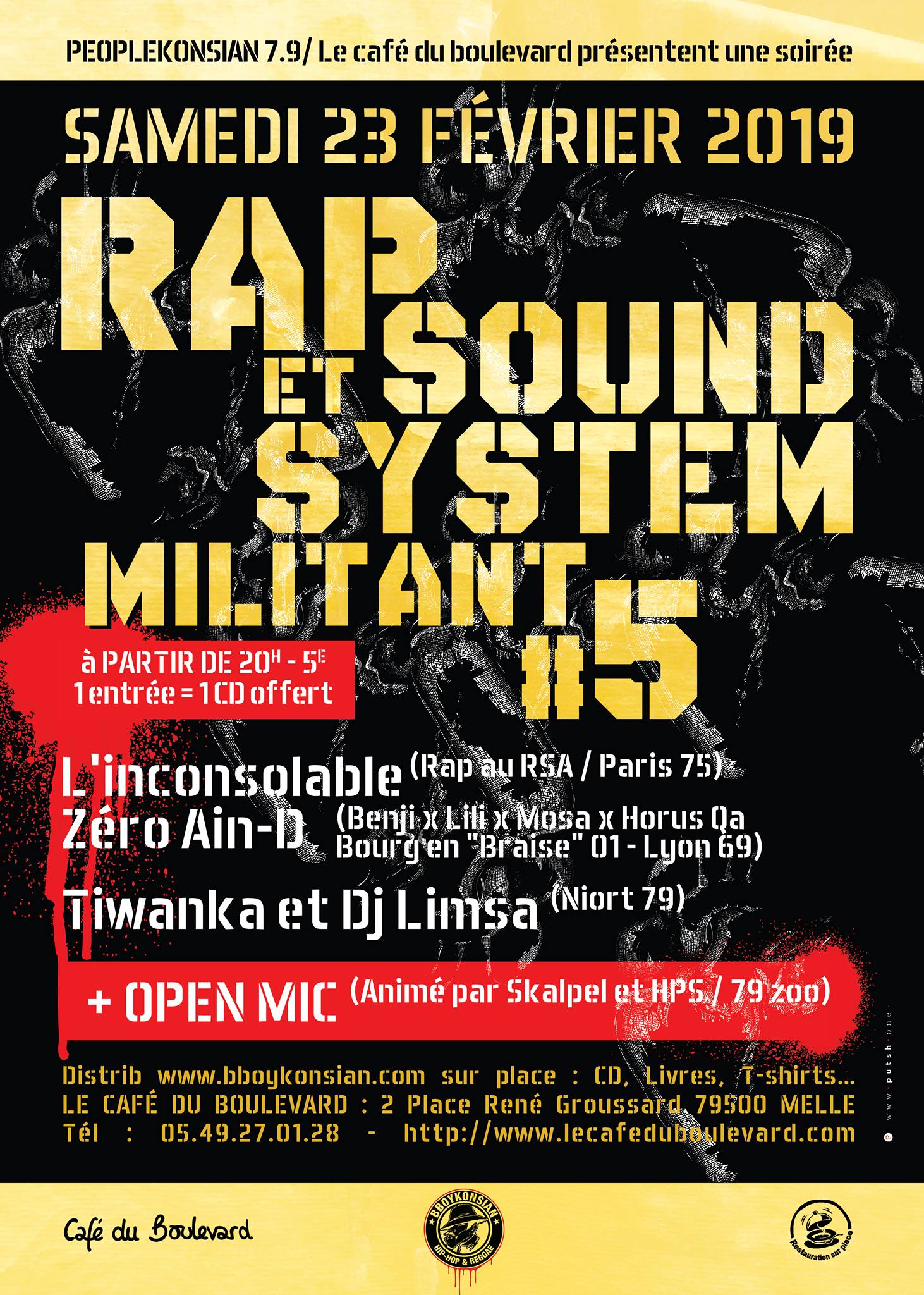 Soirée "Rap & Sound System militant #5" le 23 février 2019 à Melle (79)