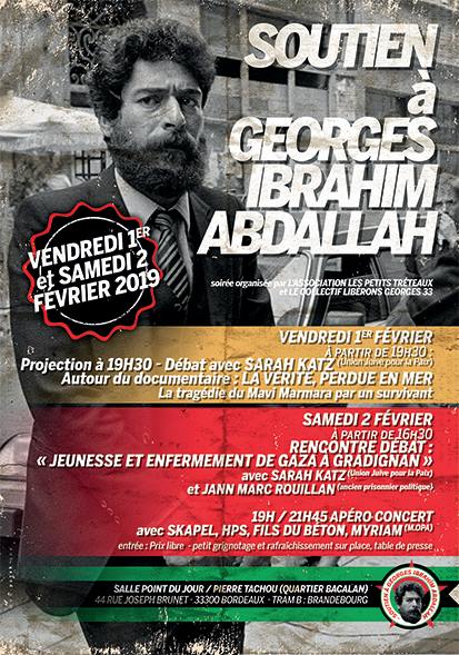 Soutien à Georges Ibrahim Abdallah les 1er et 2 février 2019 à Bordeaux