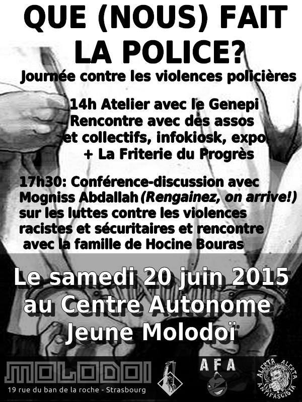 Que (nous) fait la police ? Journée contre les violences policières à Strasbourg le 20 juin 2015