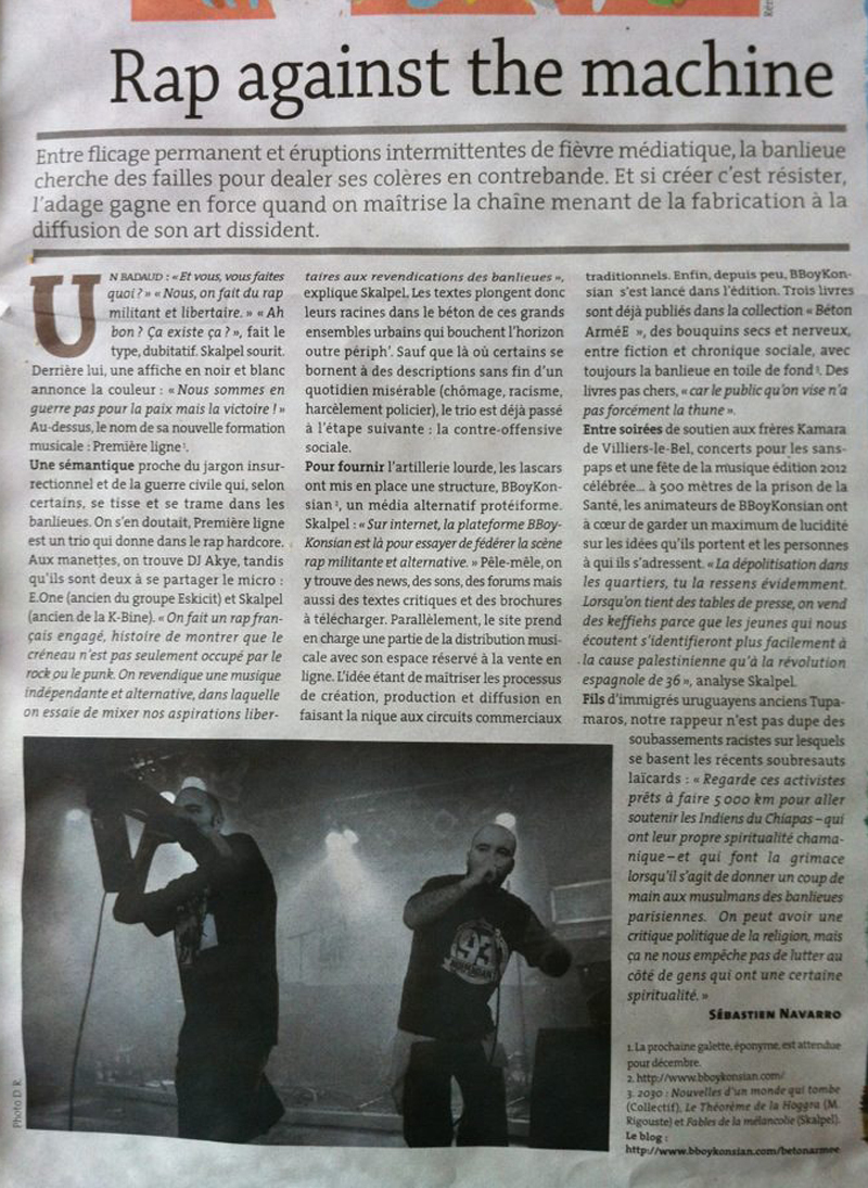 Rap against the machine - CQFD N°103 (Septembre 2012) Rap against the machine - CQFD N°103 (Septembre 2012)