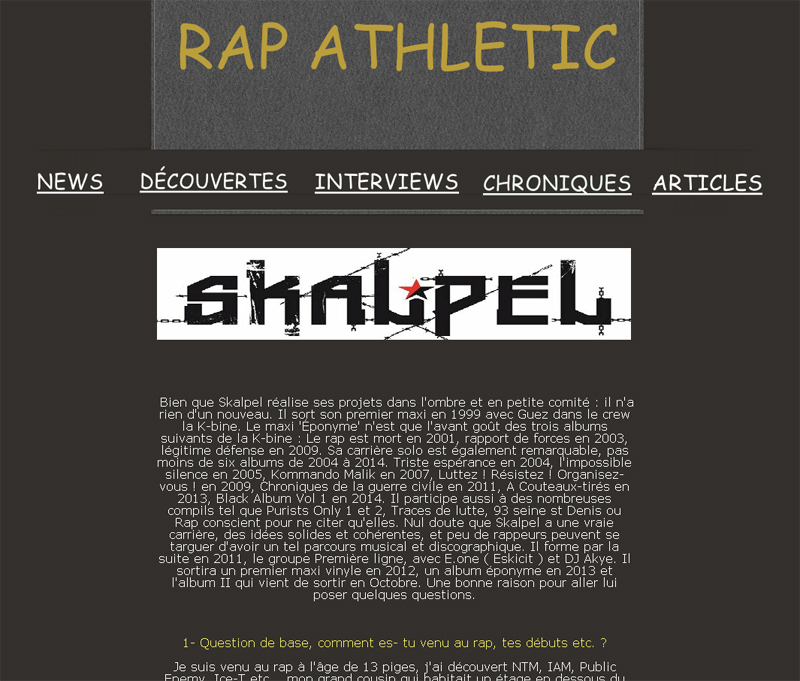 Interview - Rap-Athletic (Décembre 2015)