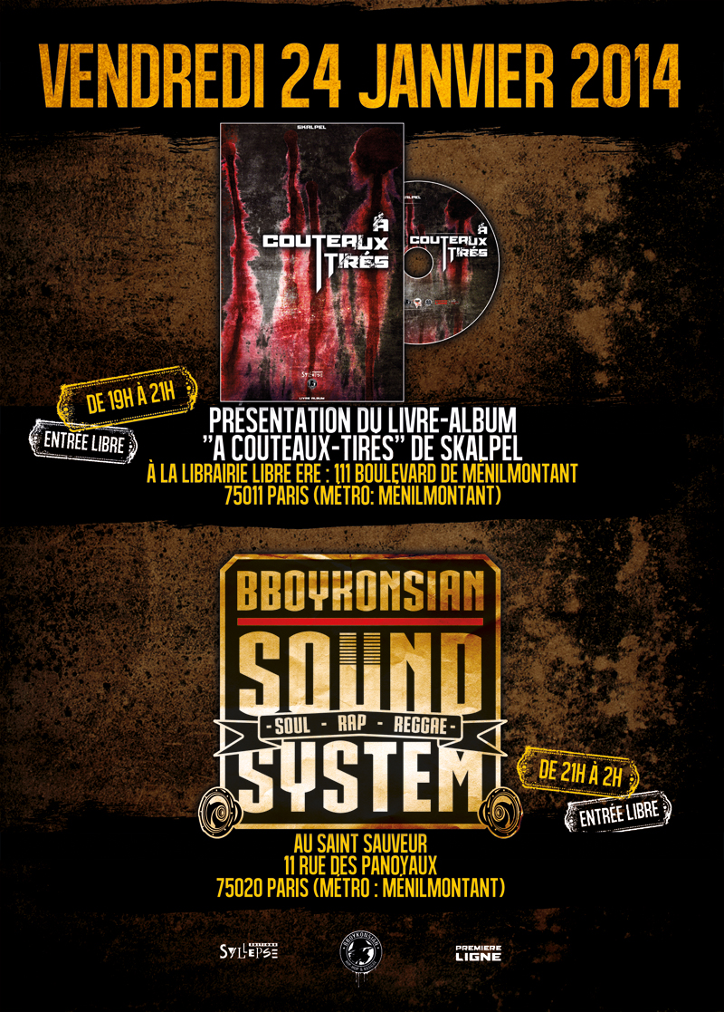 Présentation du livre-album 'A couteaux-tirés' + BBoyKonsian Sound System à Paris le 24 janvier 2014