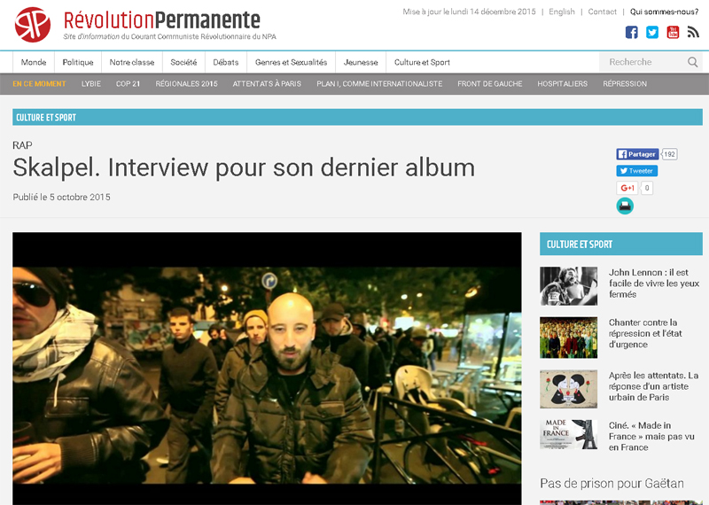 Interview - Révolution Permanente (Octobre 2015)