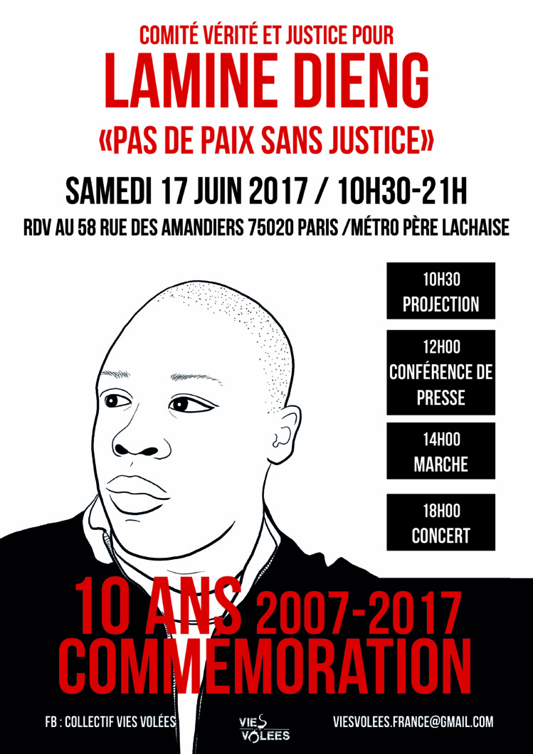 Commémoration "Lamine Dieng - 10 ans" le 17 juin 2017 à Paris Commémoration "Lamine Dieng - 10 ans" le 17 juin 2017 à Paris