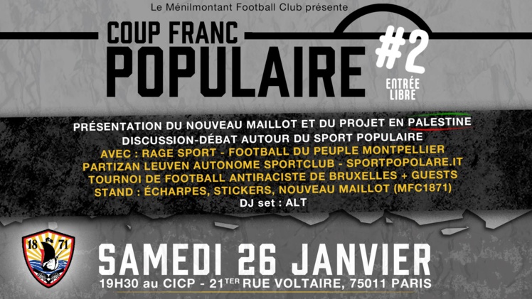 Soirée "Coup franc populaire #2" du MFC 1871 le 26 janvier 2019 à Paris Soirée "Coup franc populaire #2" du MFC 1871 le 26 janvier 2019 à Paris