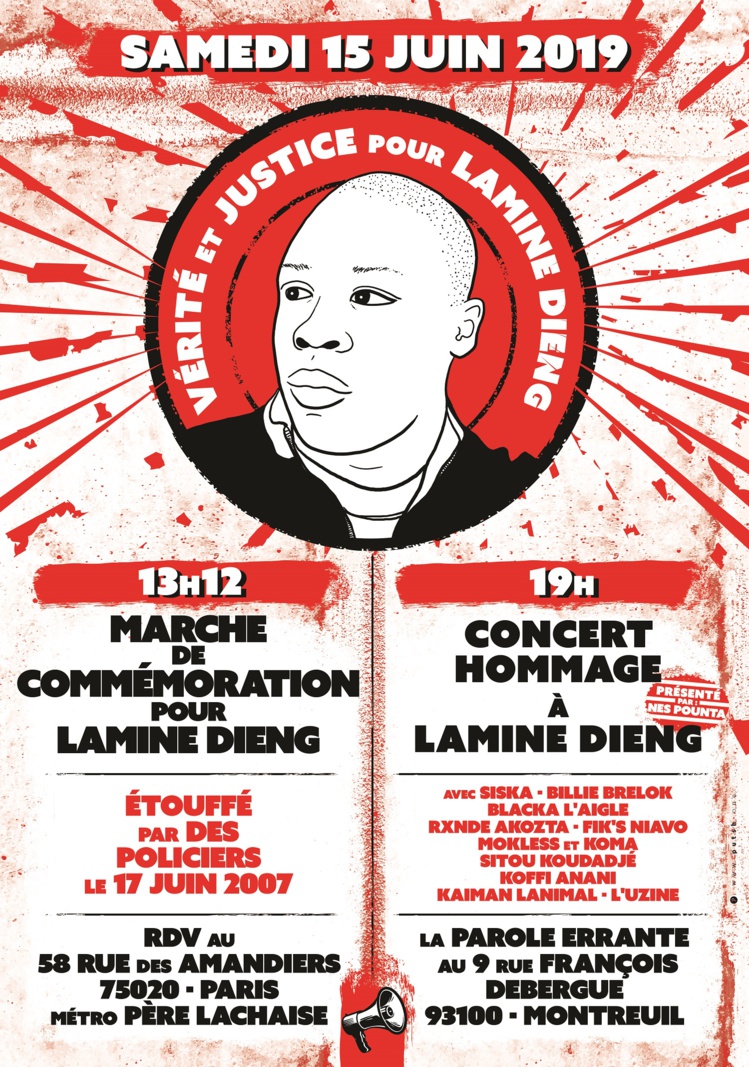 Marche de commémoration et concert "Hommage à Lamine Dieng" le 15 juin 2019 Marche de commémoration et concert "Hommage à Lamine Dieng" le 15 juin 2019