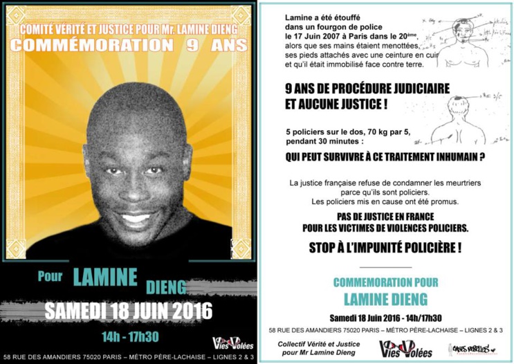 Commémoration pour Lamine Dieng le 18 juin 2016 à Paris Commémoration pour Lamine Dieng le 18 juin 2016 à Paris